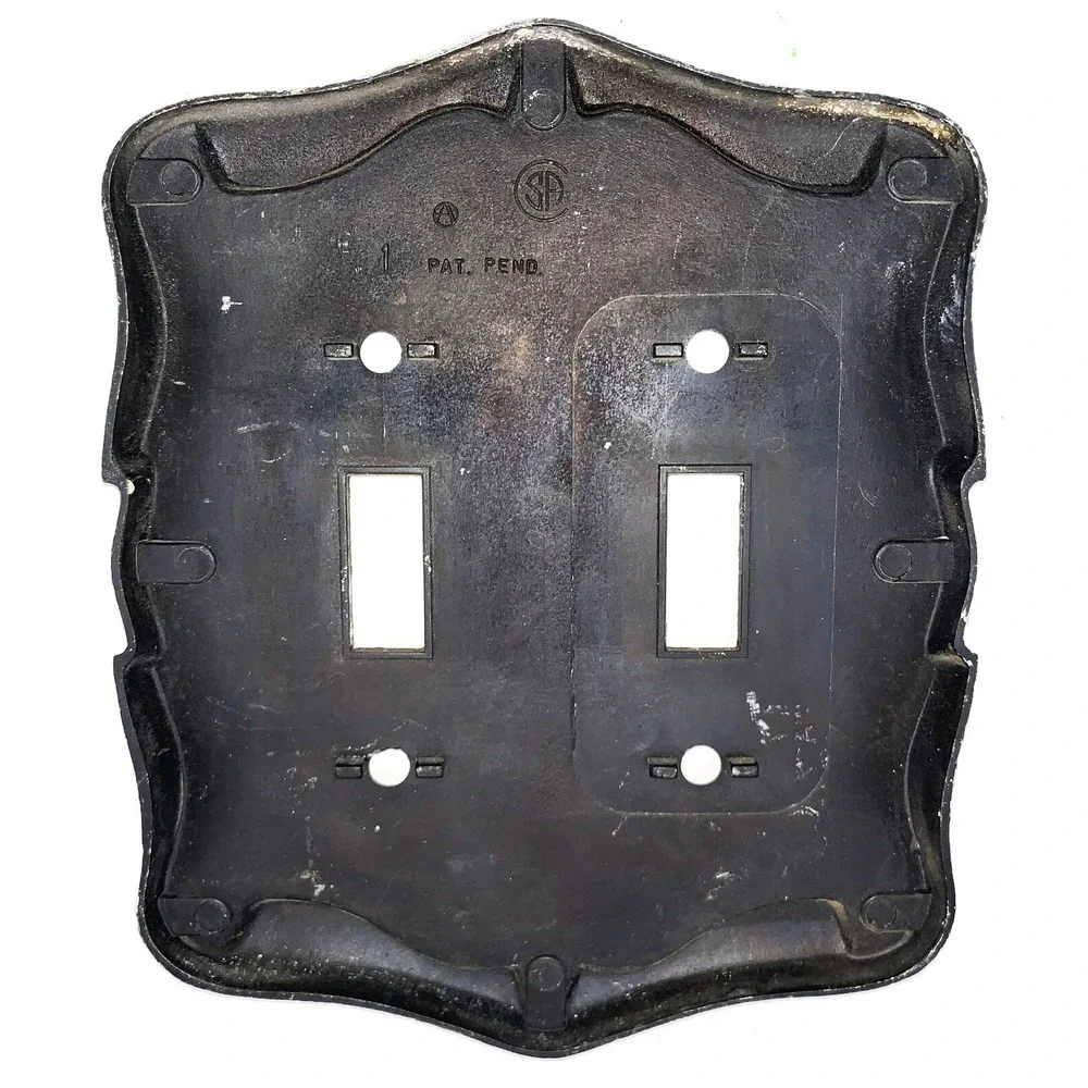 2 Amerock '71 Brass Carriage House Switch Cover Plates Silv/Blk Castle Core Goth